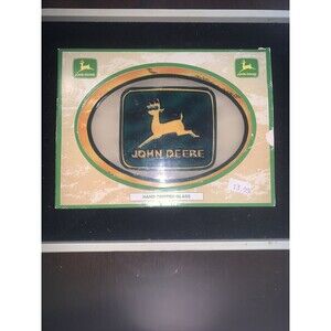 John Deere Tractor Farm Equipment/ Hand Painted Glass Wall Hanging
